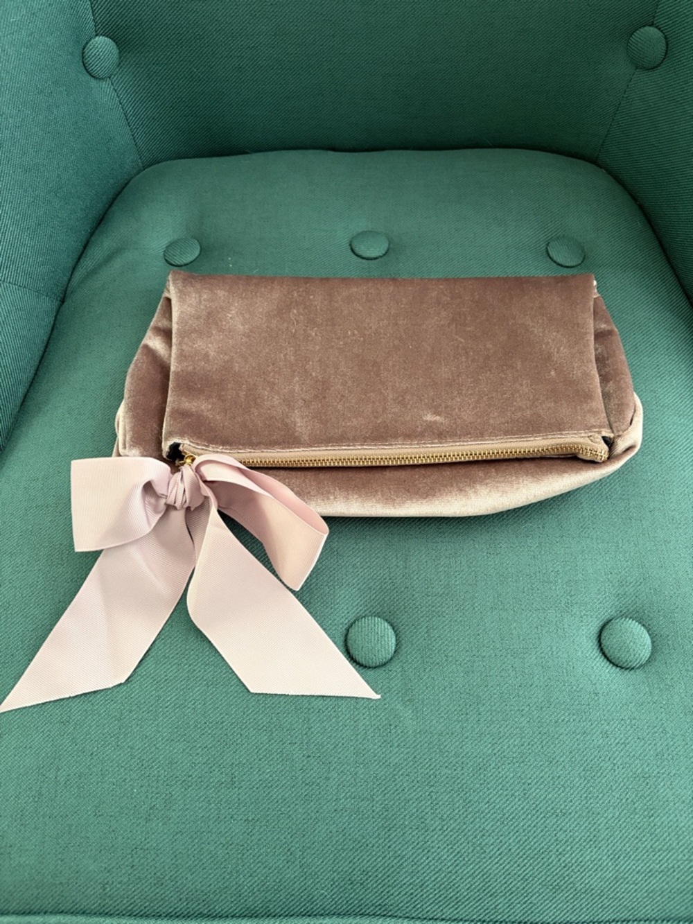 Ann Taylor Velvety Mauve Bow Accent Clutch